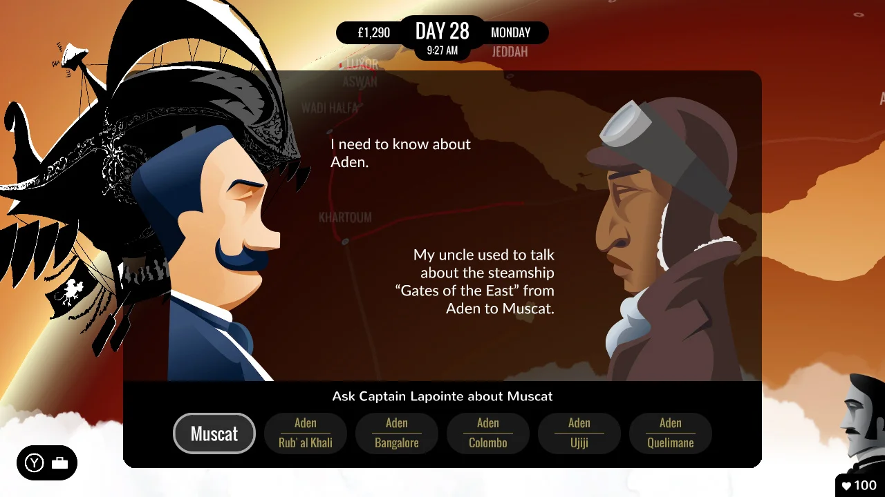 Passepartout asks a ship captain about Muscat in 80 Days