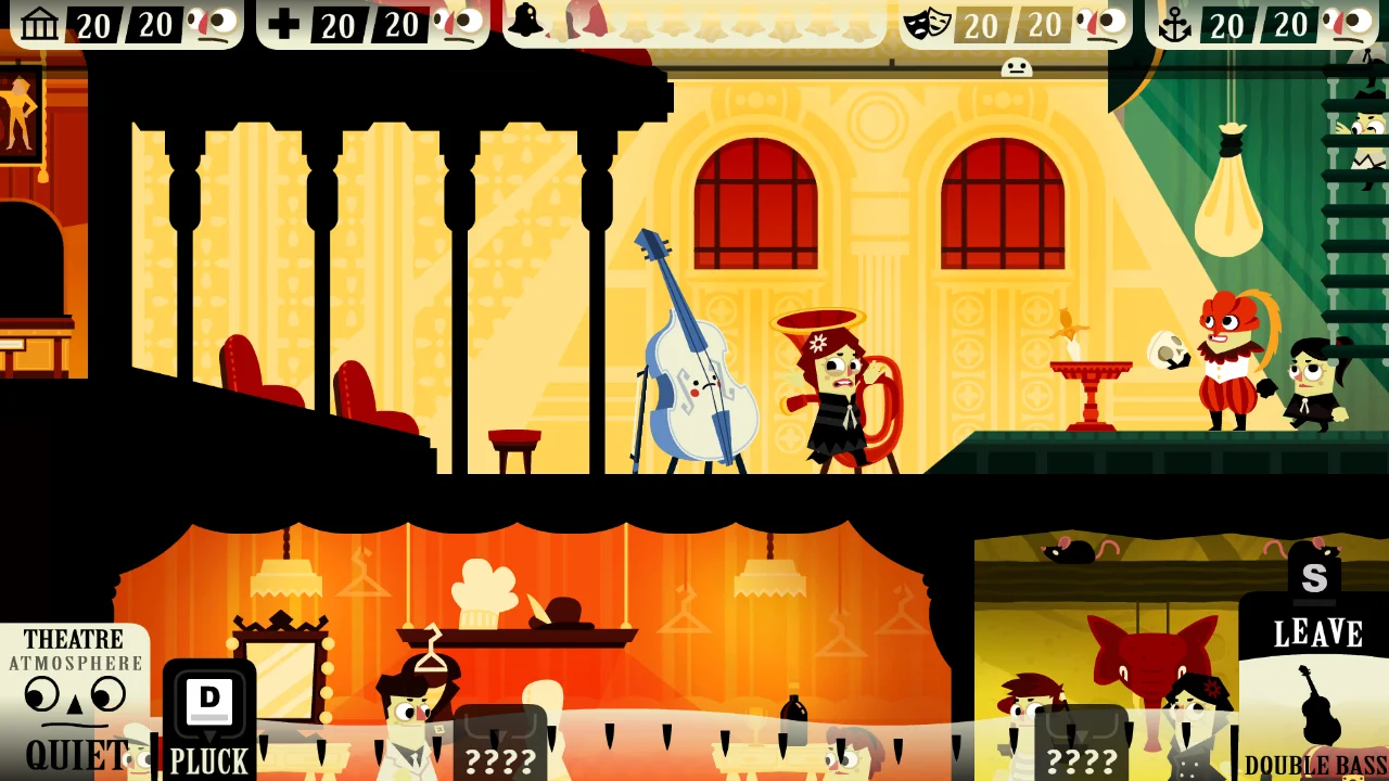 Theatre cutaway with ghost and audience in Haunt the House Terrortown