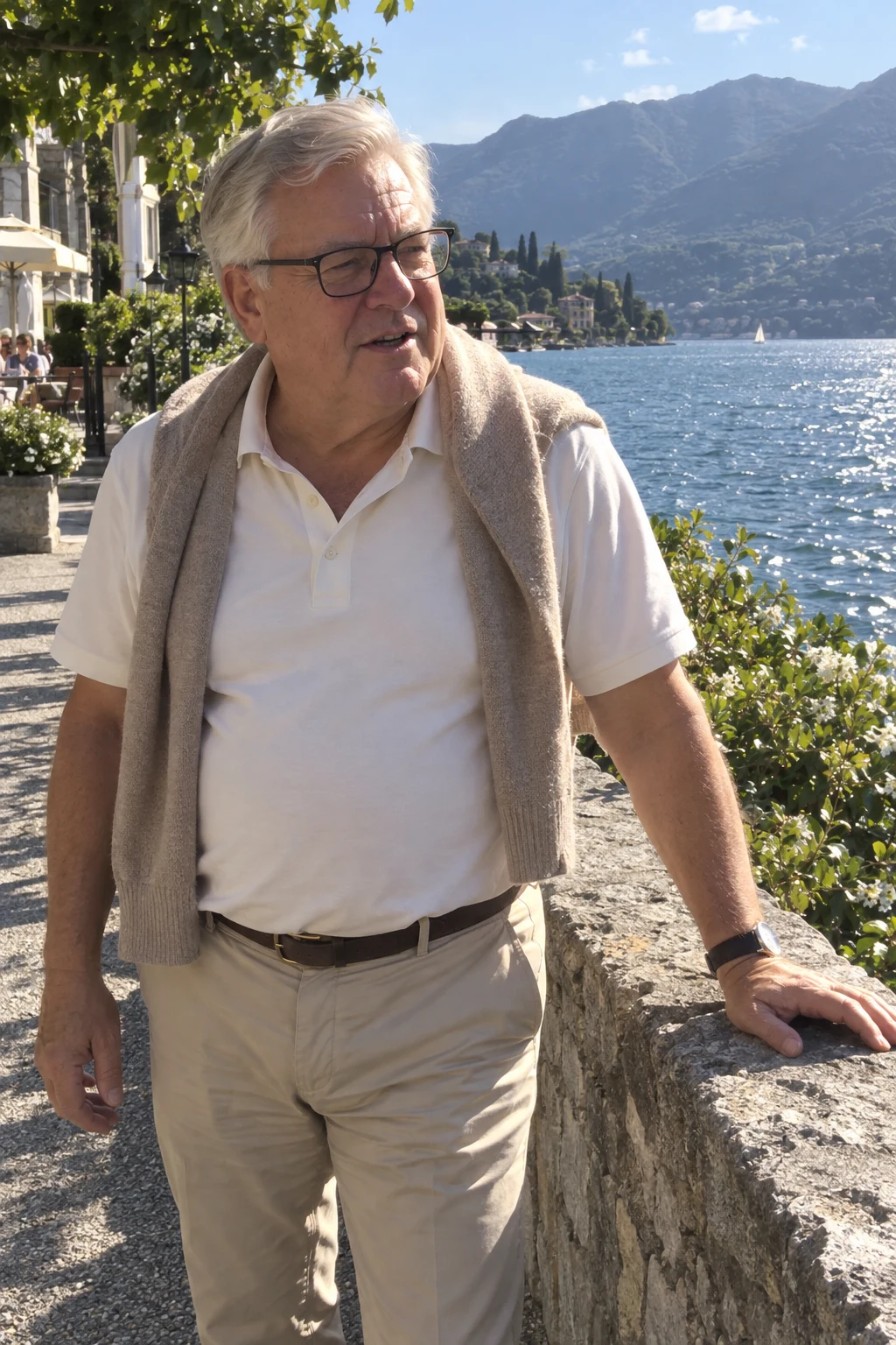 Arthur Whitmore, our mentor, standing beside a sunlit lake.