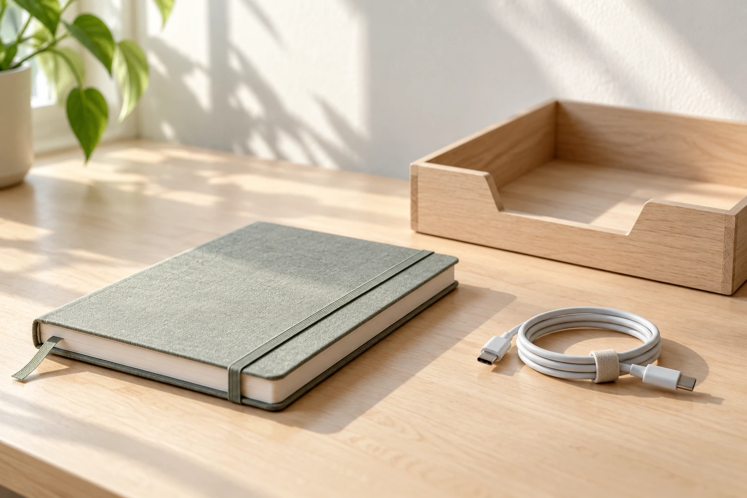 Bright paper planning workspace